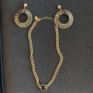 Gold Chain Necklace and Earring Set